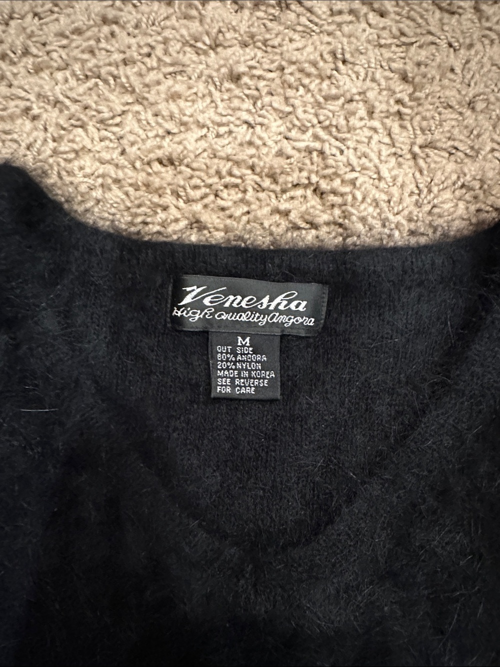 Venesha Angora Fuzzy V-Neck Sweater - Picture 3 of 4